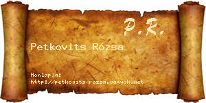 Petkovits Rózsa névjegykártya