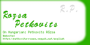rozsa petkovits business card