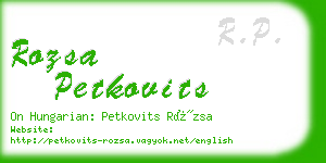 rozsa petkovits business card